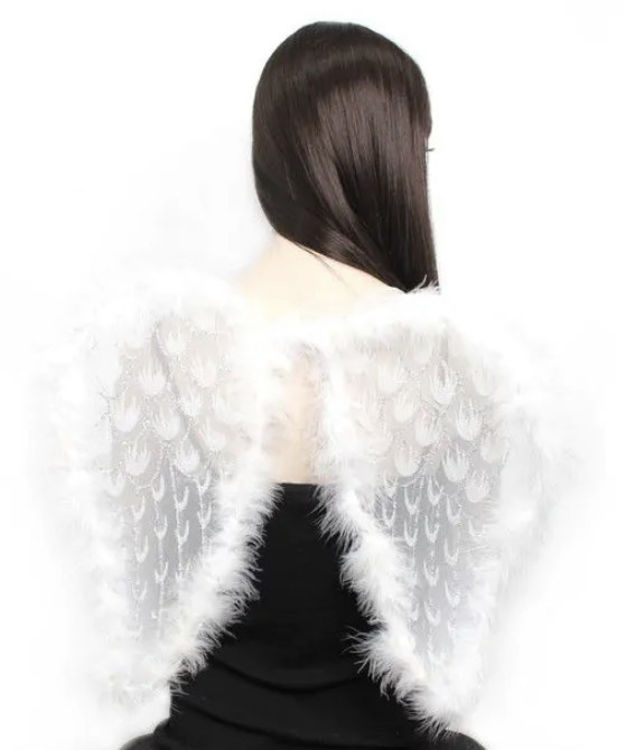 Picture of 7282 WHITE NET AND FEATHER ANGEL WINGS 46X40CM